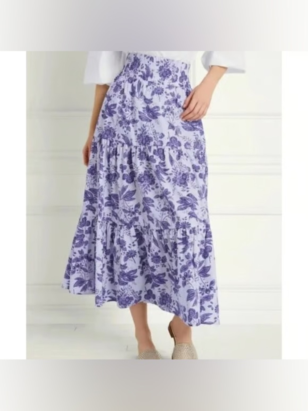 Like New Hill House Home Lavender Tonal Floral Florence Nap Skirt Size XL